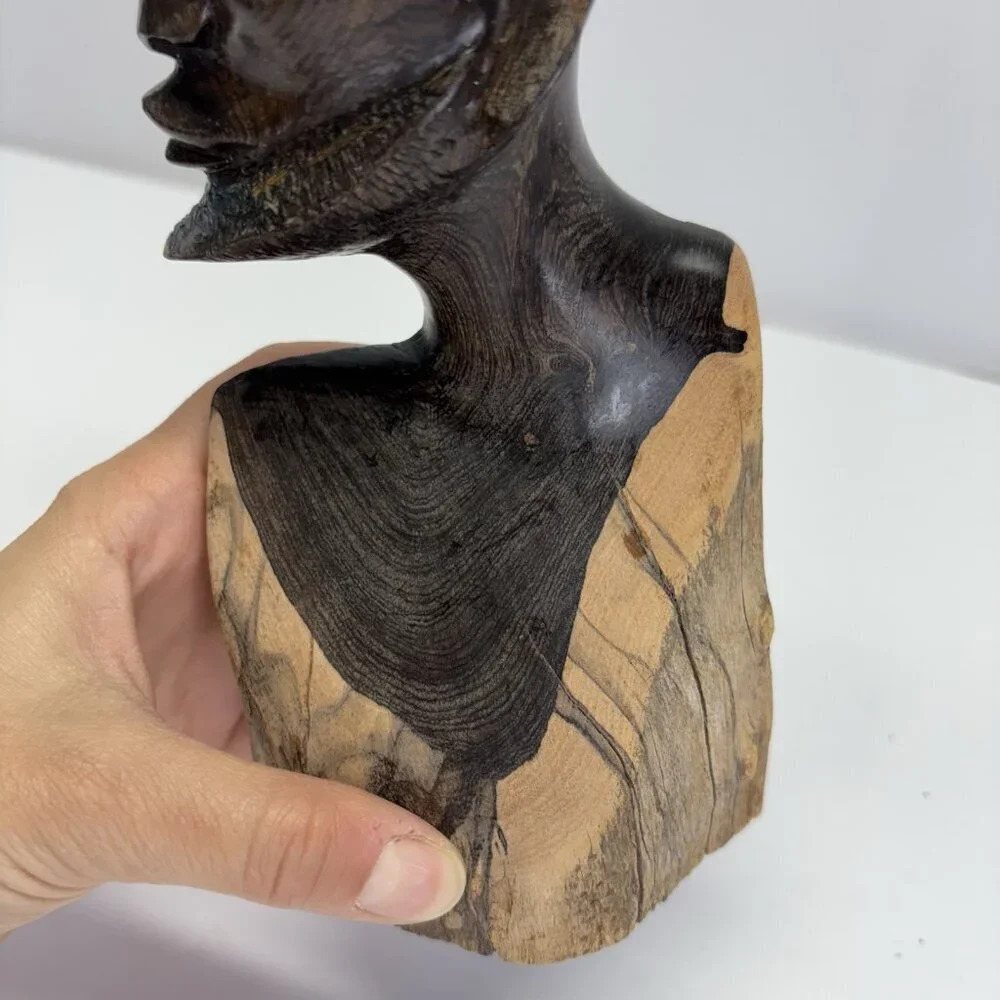 VTG. Original Kenyan Hand Carved African Male Bust Head‎ Wood - Picture 10 of 13